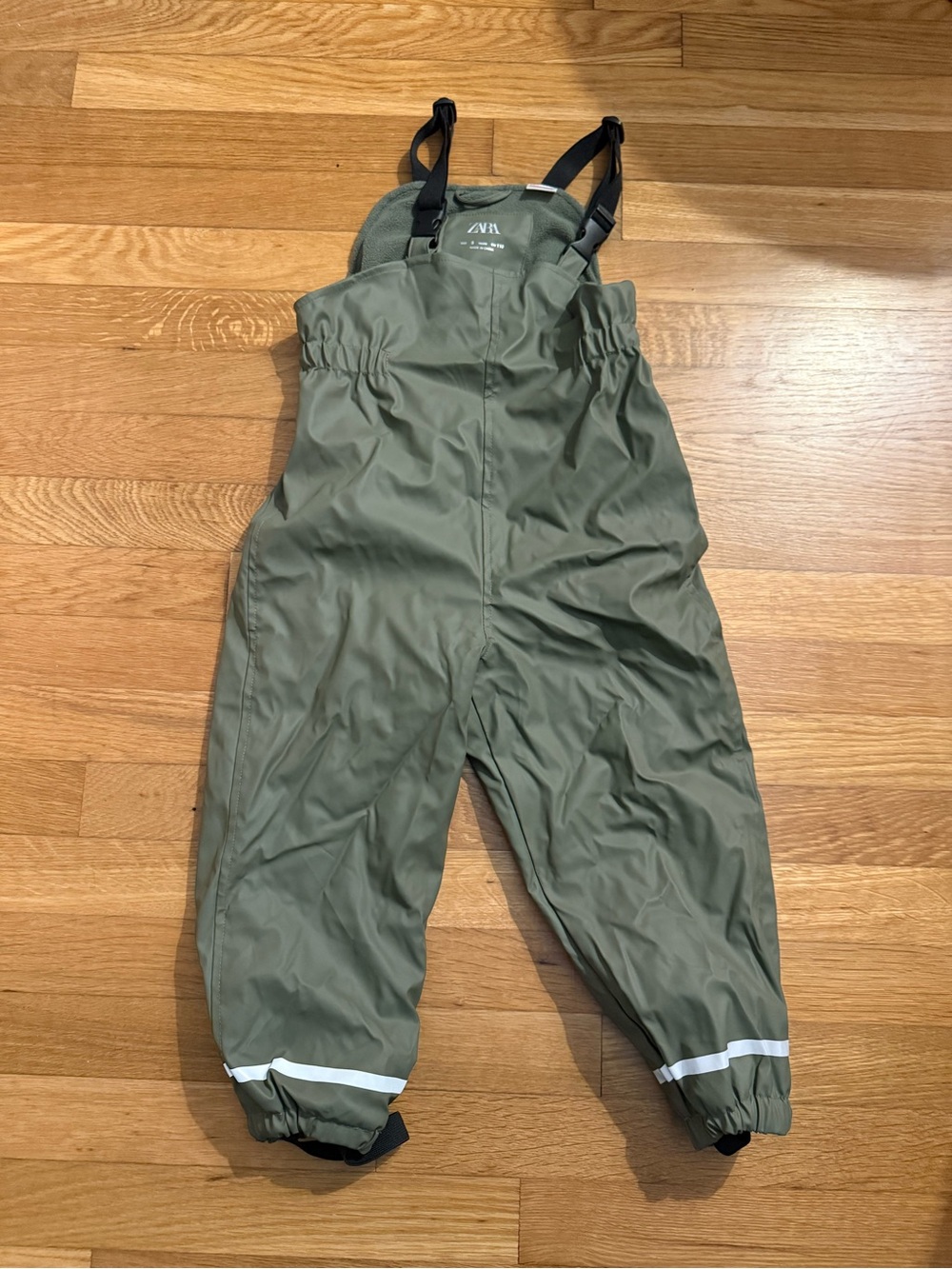 Zara Kids Olive Green Waterproof Overalls with Reflective Cuffs Size 5